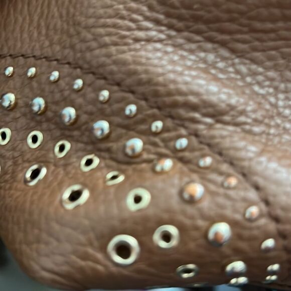 Michael Kors Saddle Brown Leather Gold Studded Chain Handbag - Picture 12 of 12